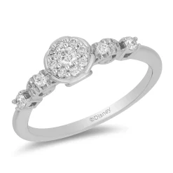 Enchanted Disney Fine Jewelry 10K White Gold 1/4 CTTW Cinderella Engagement Ring