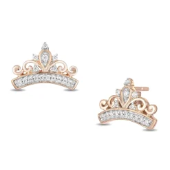 Enchanted Disney Fine Jewelry 10K Rose Gold 1/10 CTTW Majestic Princess Fashion Earrings