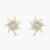 Enchanted Disney Fine Jewelry 14k Yellow Gold 1/10 CTTW Rapunzel Sun Earrings