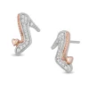 Enchanted Disney Fine Jewelry Sterling Silver and 10K Rose Gold with 1/10 CTTW Diamond Cinderella Slipper Earrings