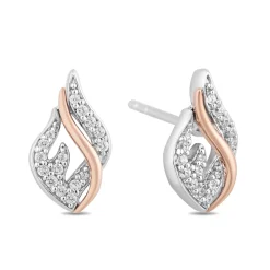 Enchanted Disney Fine Jewelry Sterling silver and 10K Rose Gold with 1/6 CTTW Diamond Maleficent Flames Earrings