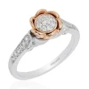 Enchanted Disney Fine Jewelry 14K White Gold and Rose Gold 1/4 CTTW Belle Rose Engagement Ring