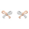 Enchanted Disney Fine Jewelry 10K White Gold And Rose Gold with 1/10 CTTW Natural White Round Diamond Snow White Stud Earring