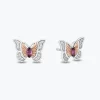 Enchanted Disney Fine Jewelry Sterling Silver and 10K Rose Gold 1/10 CTTW Diamond and Rhodolite Garnet Mulan Butterfly Earrings
