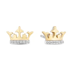 Enchanted Disney Fine Jewelry 14K Yellow Gold Over Sterling Silver with 1/10 CTTW Diamonds Cruella Stud Earrings