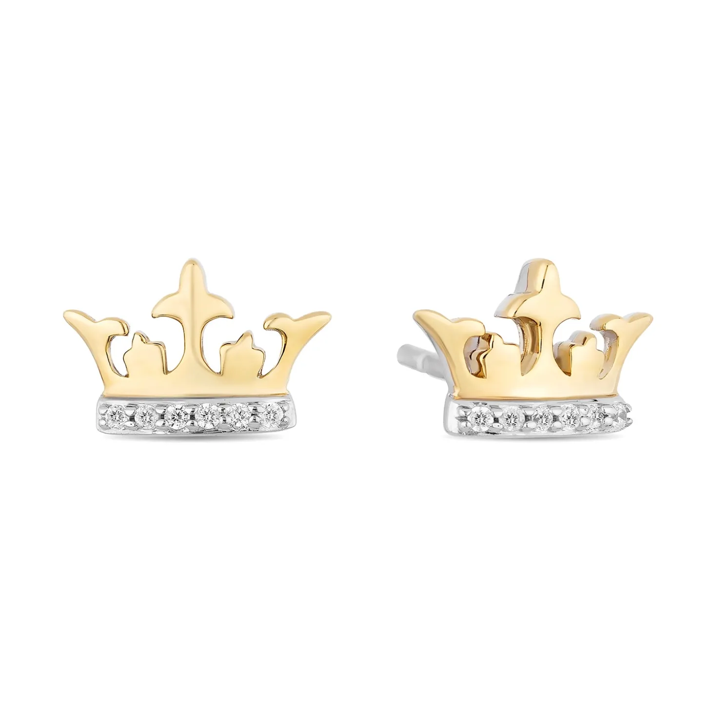 Enchanted Disney Fine Jewelry 14K Yellow Gold Over Sterling Silver with 1/10 CTTW Diamonds Cruella Stud Earrings