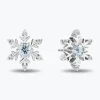 Enchanted Disney Fine Jewelry Sterling Silver with 1/10 CTTW Diamonds and Aquamarine Elsa Snowflake Earrings