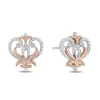 Enchanted Disney Fine Jewelry Sterling Silver and 10K Rose Gold with 1/10 CTTW Round White Diamond Anna Stud Earrings