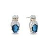 Enchanted Disney Fine Jewelry Sterling Silver and 10K Yellow Gold with White Diamond Accent and London Blue Topaz Cinderella Stud Earrings