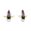 Enchanted Disney Fine Jewelry Sterling Silver and 10K Yellow Gold with 1/8 CTTW Diamonds, Garnet and Onyx Jafar Beetle Earrings