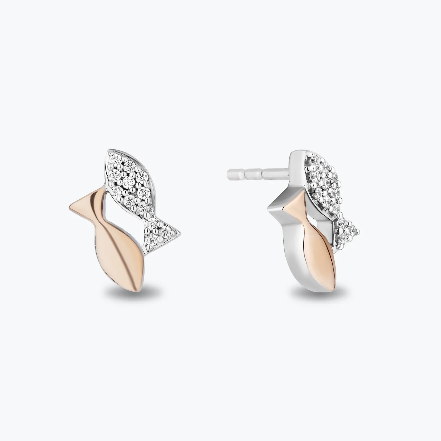 Enchanted Disney Fine Jewelry 14K Rose Gold Over Sterling Silver with 1/10 CTTW Diamonds Ariel Earrings
