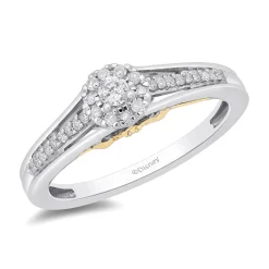 Enchanted Disney Fine Jewelry 10k White Gold and Yellow Gold with 1/5 CTTW Tinker Bell Promise Ring