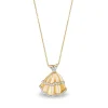 Enchanted Disney Fine Jewelry 14K Yellow Gold Over Sterling Silver 1/10 CTTW Belle Disney Pendant Necklace