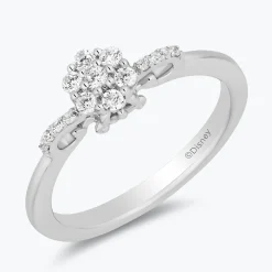 Enchanted Disney Fine Jewelry 10K White Gold with 1/4 CTTW Diamond Cinderella Carriage Engagement Ring