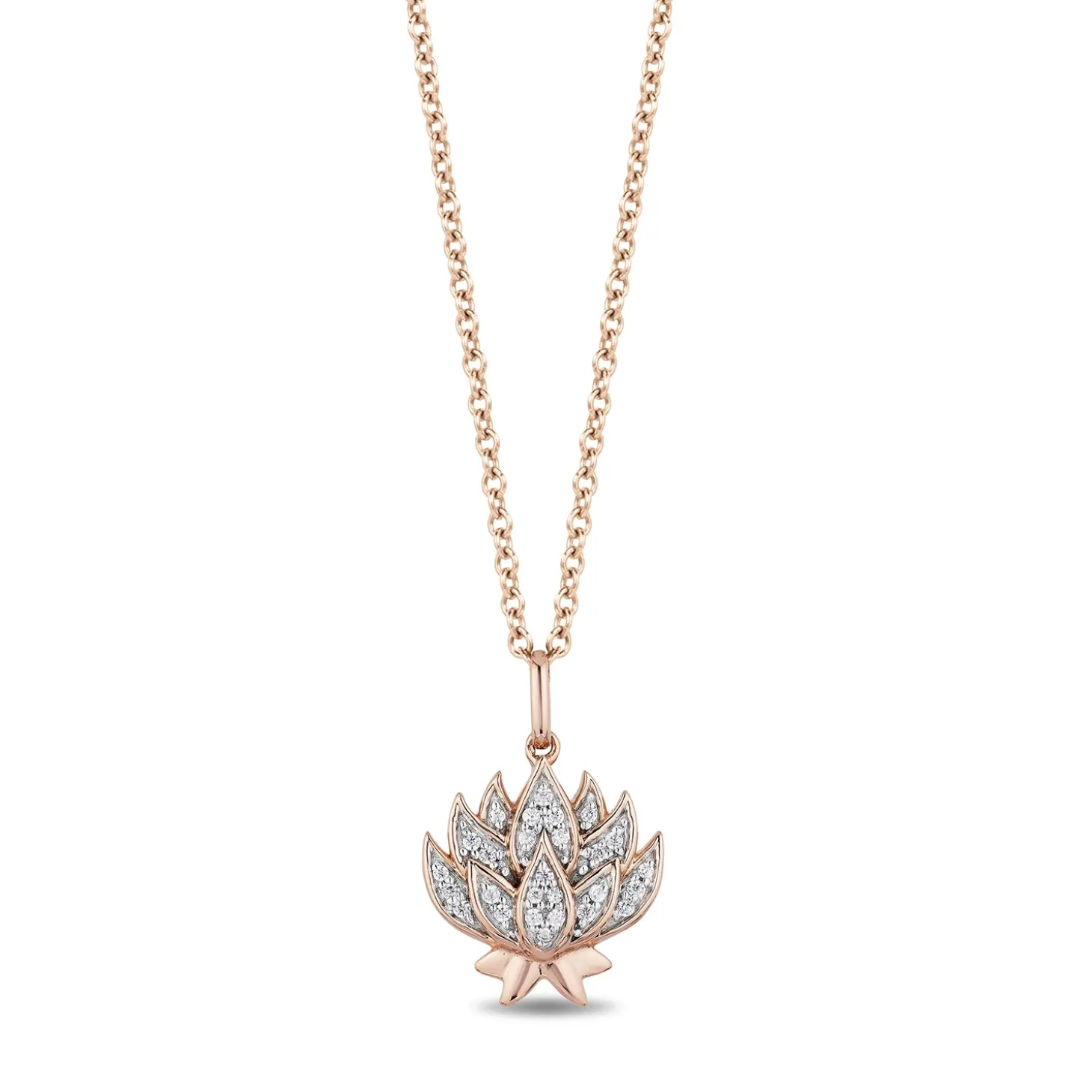 Enchanted Disney Fine Jewelry 14K Rose Gold Over Sterling Silver 1/10 CTTW Jasmine Pendant Necklace