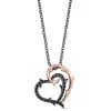 Enchanted Disney Fine Jewelry 10K Rose Gold and Black Rhodium over Sterling Silver with 1/5 CTTW Black Diamond Maleficent Heart Pendant Necklace