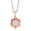 Enchanted Disney Fine Jewelry 14K Rose Gold Over Sterling Silver 1/6 CTTW Belle Rose Composite Pendant Necklace