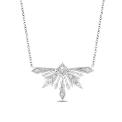 Enchanted Disney Fine Jewelry Sterling Silver with 1/6 CTTW Diamond Frozen 2 Elsa Snowflake Necklace