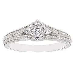 Enchanted Disney Fine Jewelry 10K White Gold 1/3 CTTW Elsa Snowflake Engagement Ring