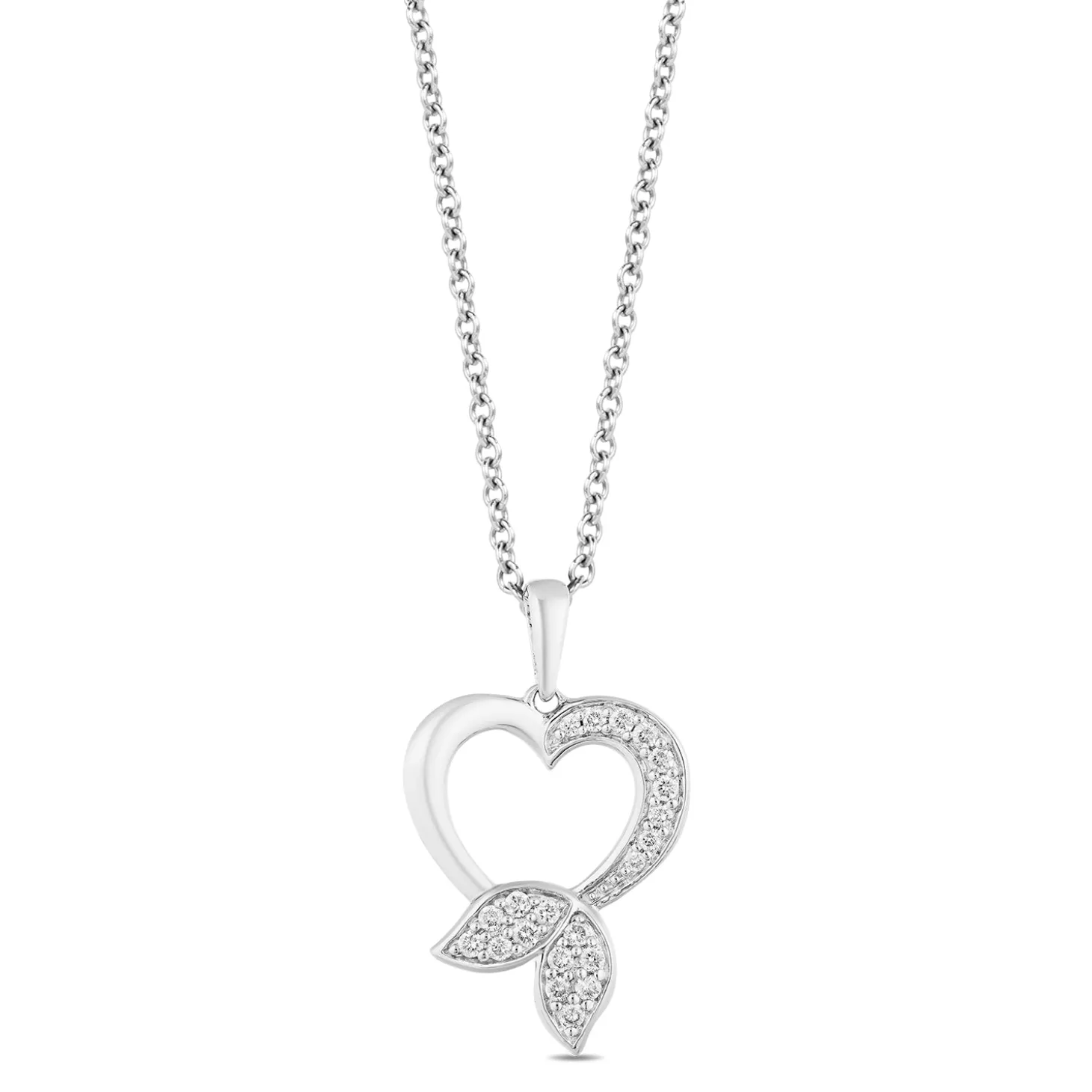 Enchanted Disney Fine Jewelry Sterling Silver with 1/5 CTTW Diamond Ariel Pendant Necklace
