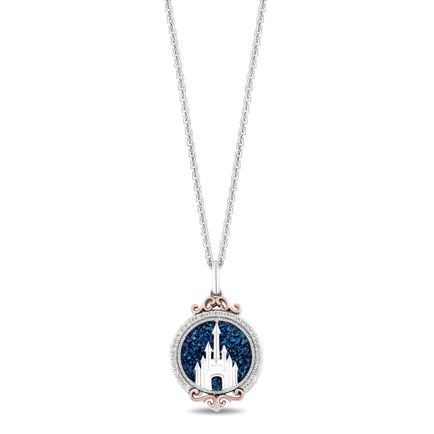 Enchanted Disney Fine Jewelry 14K Rose Gold Over Sterling Silver with 1/8 CTTW Diamonds Majestic Princess Pendant Necklace