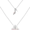 Enchanted Disney Fine Jewelry Sterling Silver and 10K Rose Gold 1/15 CTTW Diamond Cinderella Double Chain Necklace