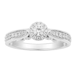 Enchanted Disney Fine Jewelry 10K White Gold 5/8 CTTW Cinderella Composite Engagement Ring