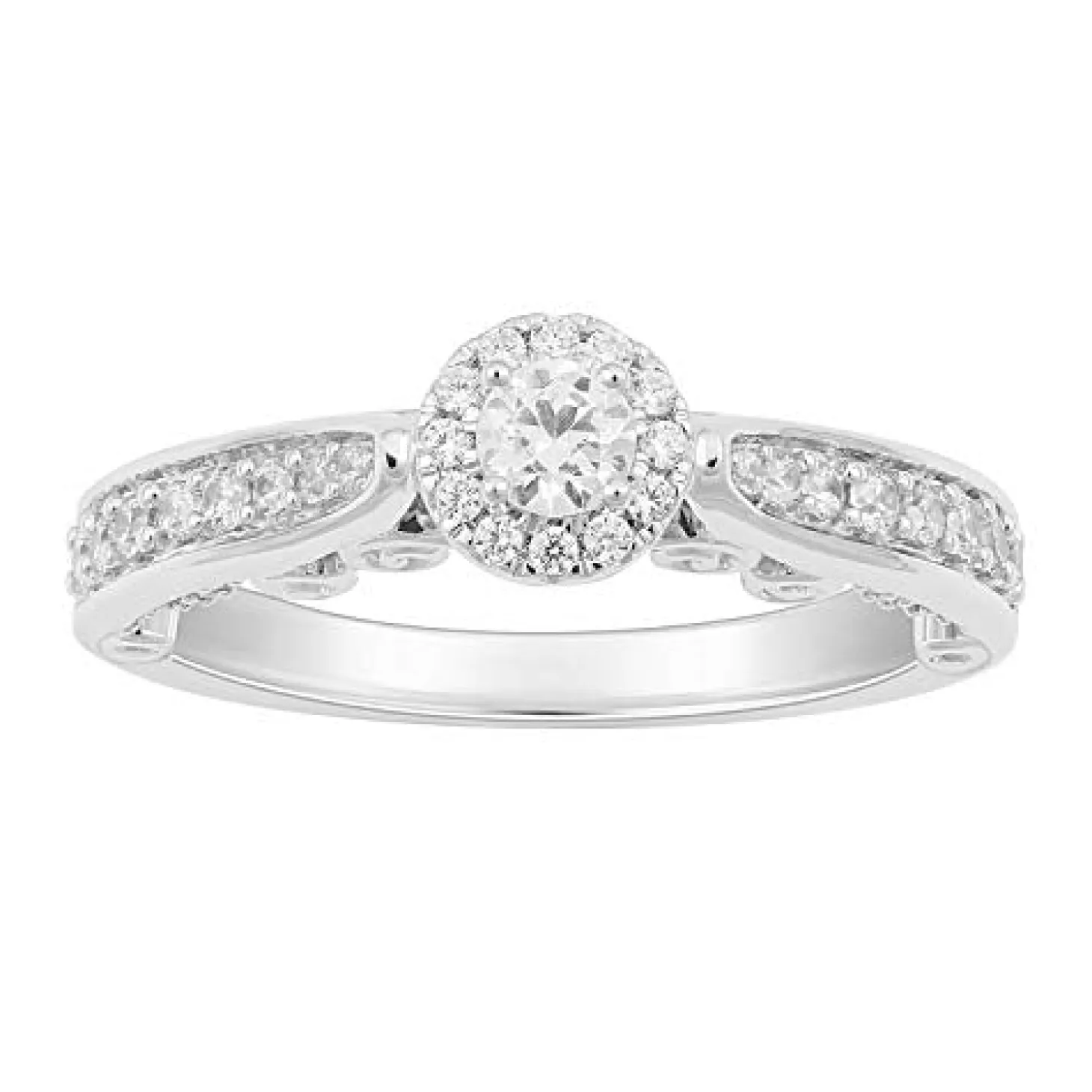 Enchanted Disney Fine Jewelry 10K White Gold 5/8 CTTW Cinderella Composite Engagement Ring