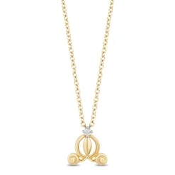 Enchanted Disney Fine Jewelry 14K Yellow Gold Over Sterling Silver Diamond Accent Cinderella Carriage Pendant Necklace