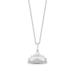 Enchanted Disney Fine Jewelry Sterling Silver Majestic Princess Tiara Pendant Necklace