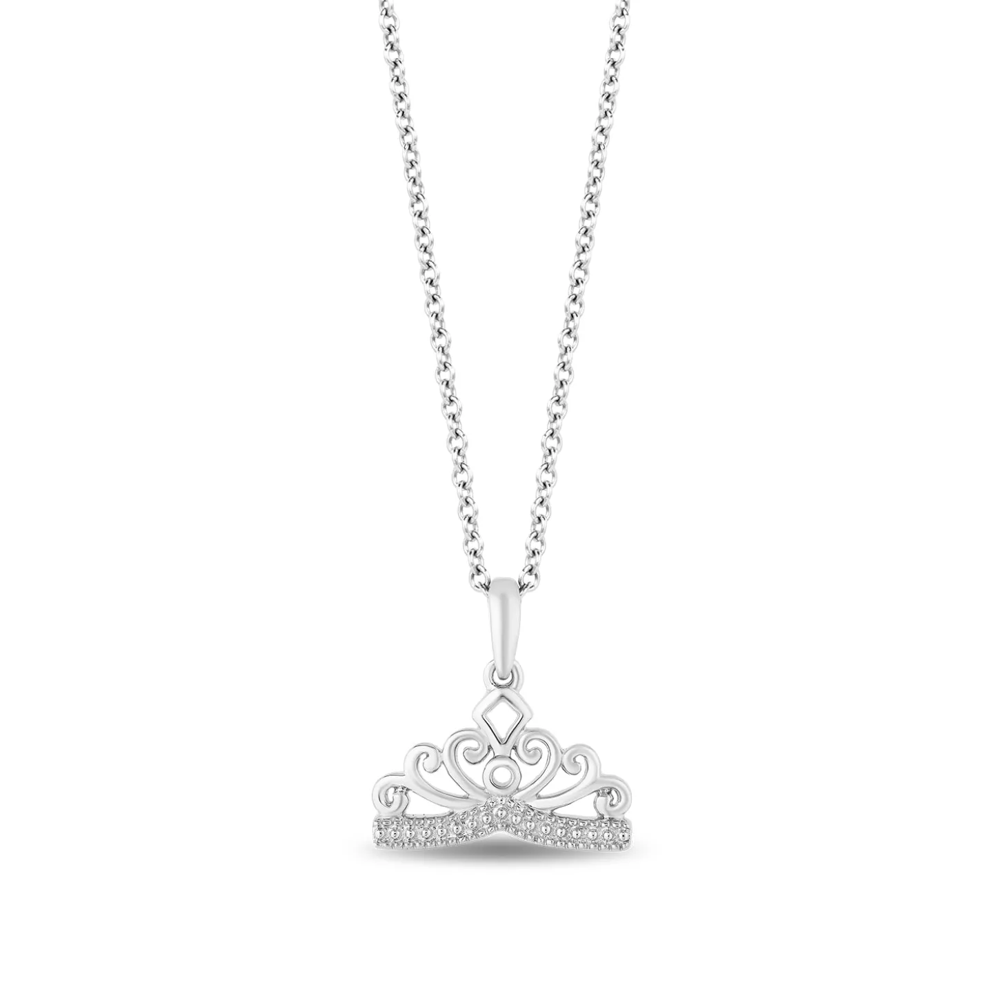 Enchanted Disney Fine Jewelry Sterling Silver Majestic Princess Tiara Pendant Necklace