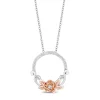 Enchanted Disney Fine Jewelry 14K Rose Gold over Sterling Silver with 1/10 CTTW Belle Rose Pendant Necklace