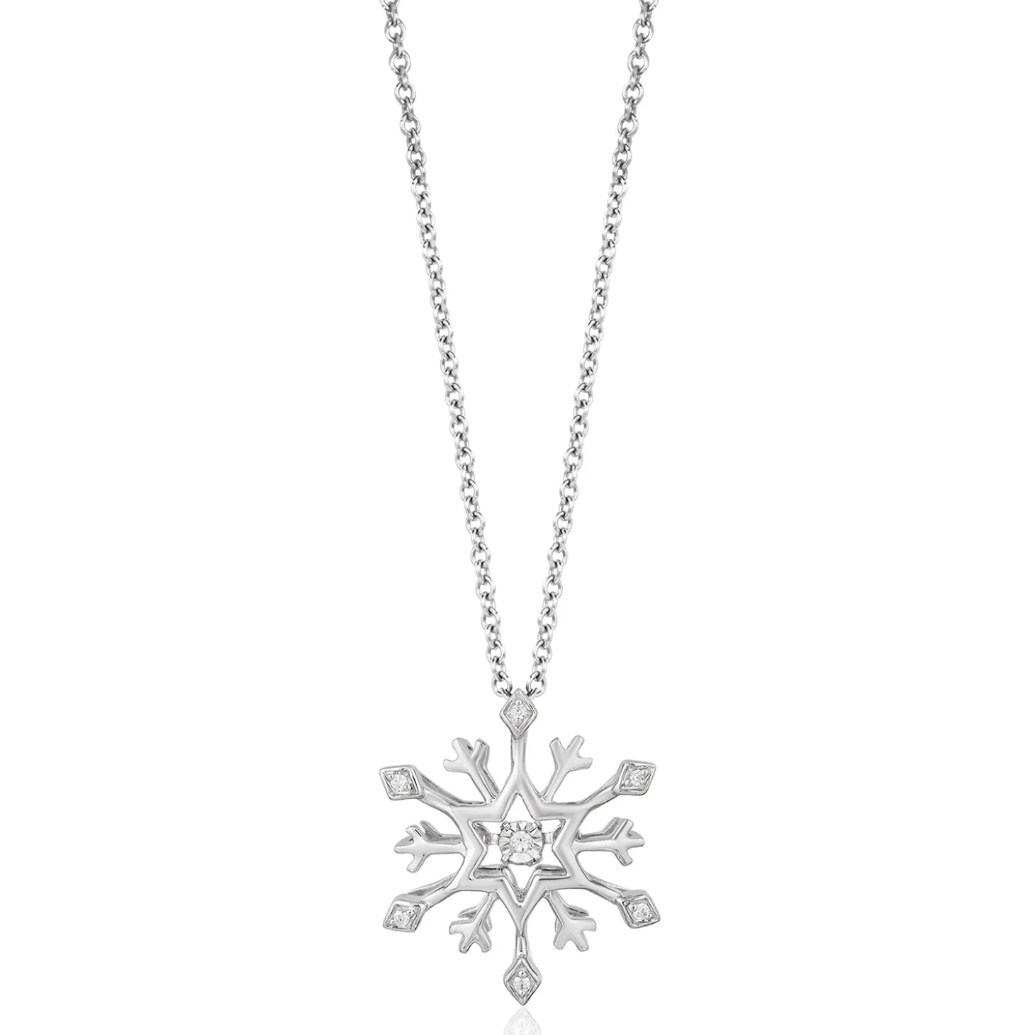 Enchanted Disney Fine Jewelry Sterling Silver Diamond Accent Elsa Snowflake Pendant Necklace