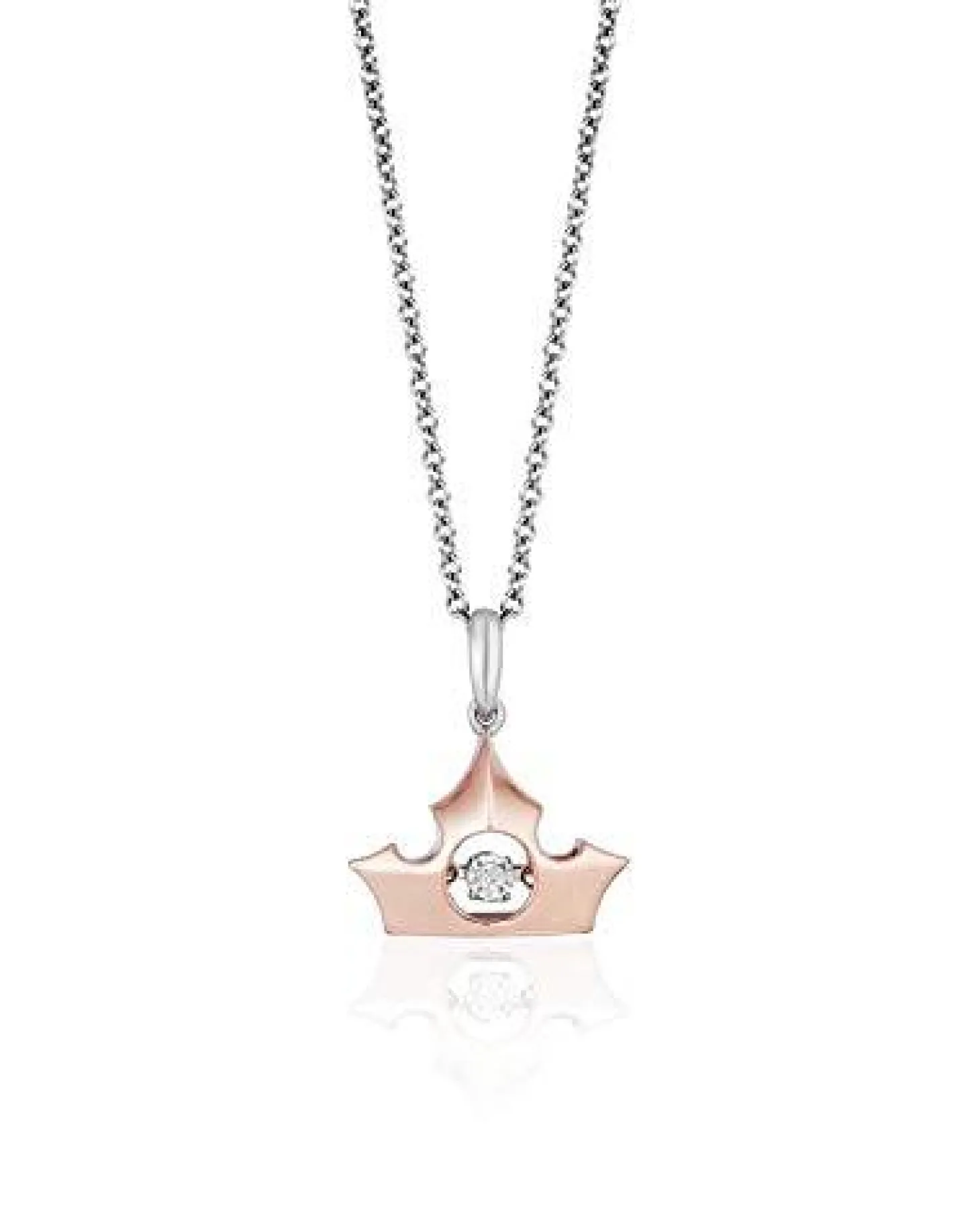 Enchanted Disney Fine Jewelry 10K Rose Gold and Sterling Silver with Diamond Accent Aurora Dancing Diamond Pendant Necklace