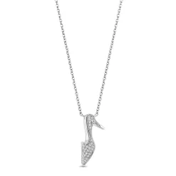 Enchanted Disney Fine Jewelry Sterling Silver 1/10 CTTW Disney Cinderella Necklace