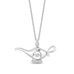 Enchanted Disney Fine Jewelry Sterling Silver 1/20 CTTW Jasmine Lamp Pendant Necklace