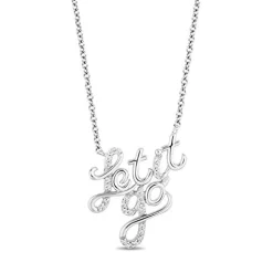 Enchanted Disney Fine Jewelry Sterling Silver 1/10 CTTW Elsa"LET IT GO" Necklace