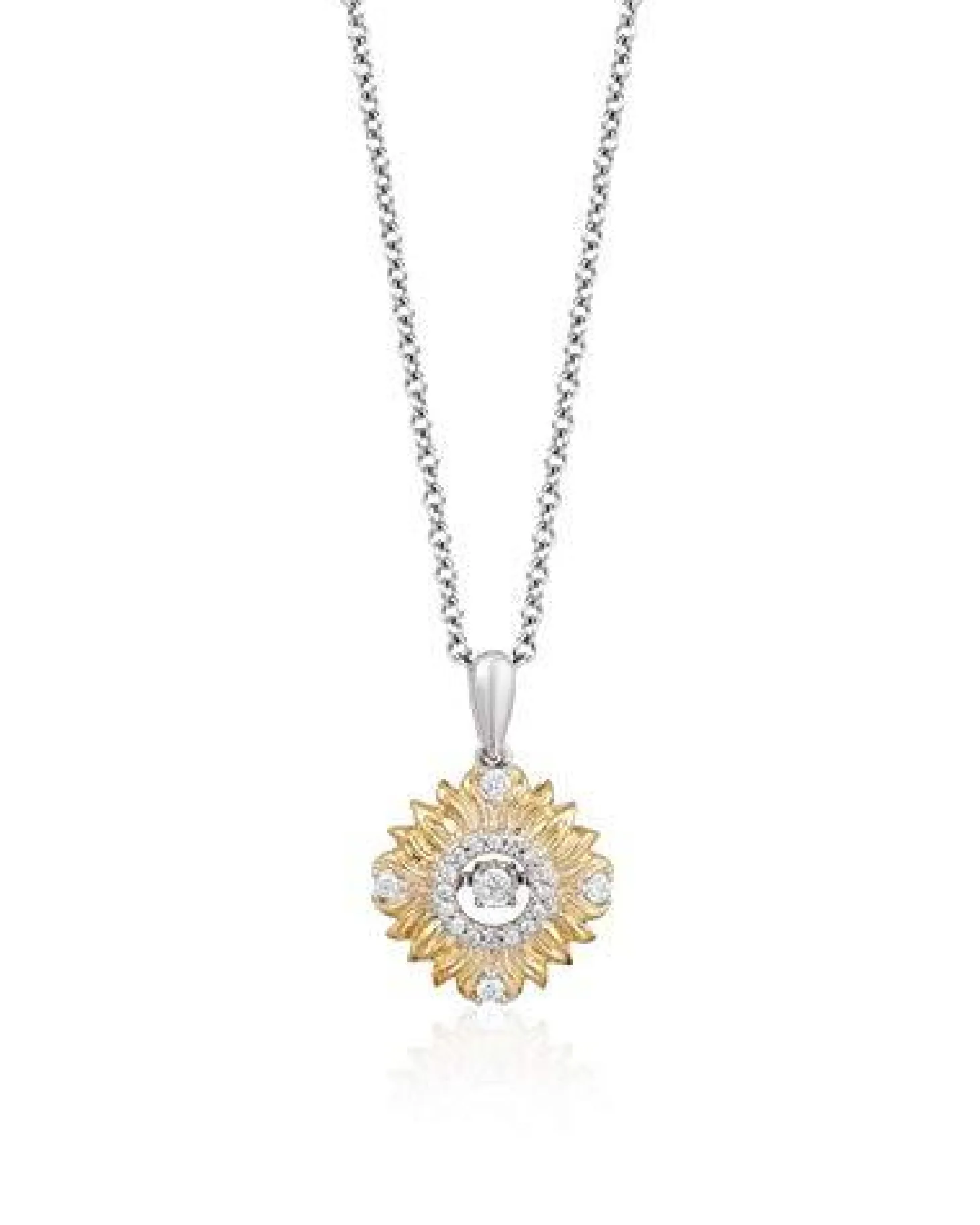 Enchanted Disney Fine Jewelry Sterling Silver and 10K Yellow Gold 1/10 CTTW Tiana Pendant Necklace