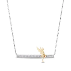 Enchanted Disney Fine Jewelry 14K Yellow Gold over Sterling Silver with 1/10 CTTW Tinker Bell Necklace
