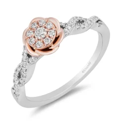 Enchanted Disney Fine Jewelry 10K White Gold and Rose Gold with 1/4 CTTW Diamonds Belle Engagement Ring