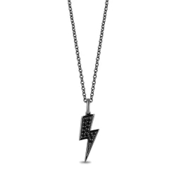 Enchanted Disney Fine Jewelry I Rock Sterling Silver and Black Rhodium 1/10 CTTW Diamond Disney Cruella Live Action Pendant Necklace