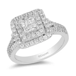 Enchanted Disney Fine Jewelry 10K White Gold with 1 CTTW Diamonds Cinderella Engagement Ring