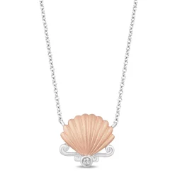 Enchanted Disney Fine Jewelry 10K Rose Gold and White Gold with Diamond Accents Ariel Necklace