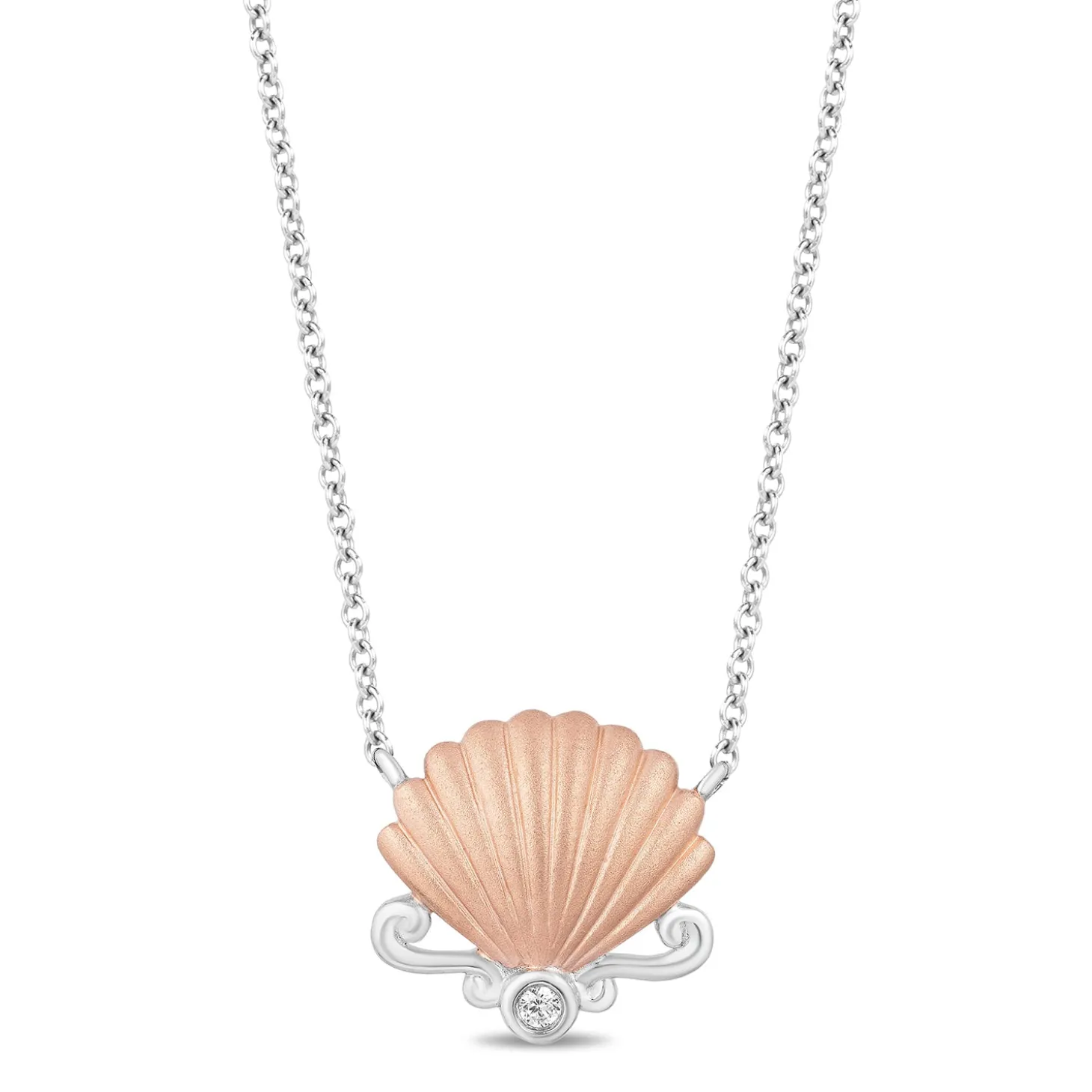 Enchanted Disney Fine Jewelry 10K Rose Gold and White Gold with Diamond Accents Ariel Necklace
