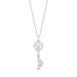Enchanted Disney Fine Jewelry Sterling Silver 1/6 CTTW Ariel Shell Key Pendant Necklace