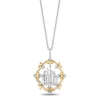 Enchanted Disney Fine Jewelry Sterling Silver and 10K Yellow Gold With 1/10 CTTW Diamond Belle 30th Castle Pendant Necklace
