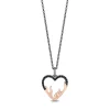 Enchanted Disney Fine Jewelry Black Rhodium Over Sterling Silver and 10K Rose Gold 1/6 CTTW Black Diamonds Maleficent Heart On Fire Pendant Necklace