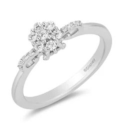 Enchanted Disney Fine Jewelry 10K White Gold with 1/4 CTTW Diamonds Cinderella Engagement Ring
