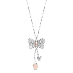 Enchanted Disney Fine Jewelry Sterling Silver and 10K Rose Gold 1/4 CTTW Snow White Necklace