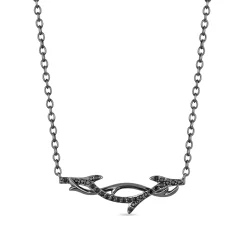 Enchanted Disney Fine Jewelry Black Rhodium Over Sterling Silver with 1/5 CTTW Diamonds Maleficent Thorn Necklace